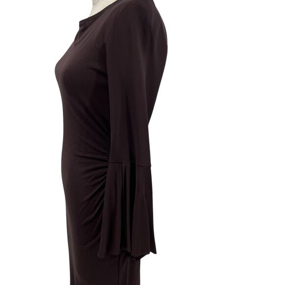 Diane von Furstenberg Vintage Brown Bell Sleeve Sheath Dress Y2K Size 12 - Picture 6 of 14